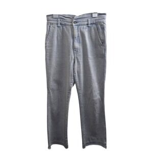 Faherty Womens Light Wash Organic Cotton Straight Jeans Raw Hem 28 Mid Rise Fit